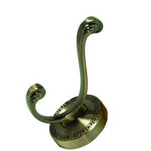 N101 ( W62) -1 Double Hook with Engraved Pattern Antique Copper